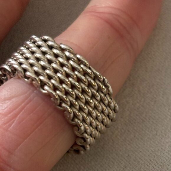Auth Vintage Tiffany & Co Somerset Mesh Ring Sz 6.5 - Picture 9 of 9